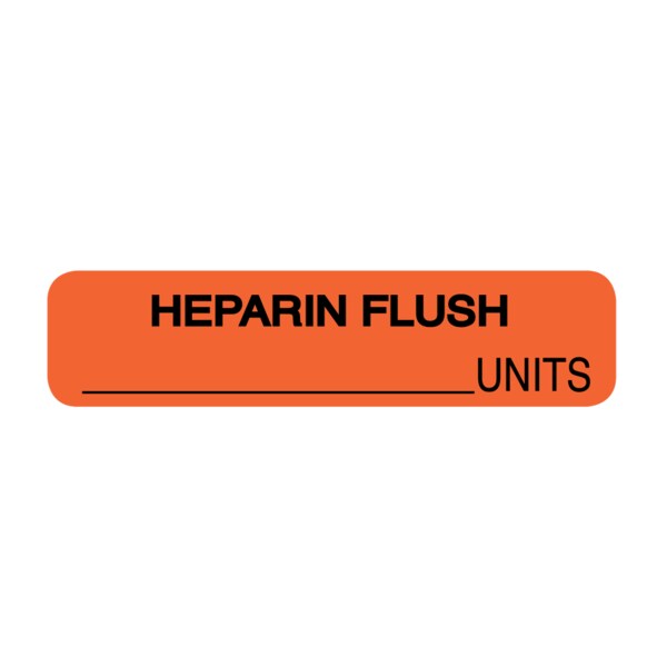 Label, Heparin Flush_units 5/16 x 1-1/4 Flr Red w/Black